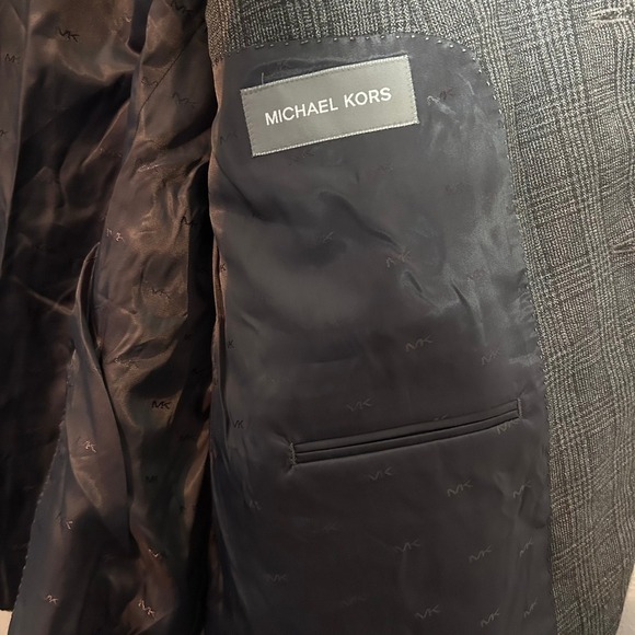 Michael Kors Plaid Blazer Sport Coat Modern Fit Gray Jacket Size 44S - Picture 7 of 10